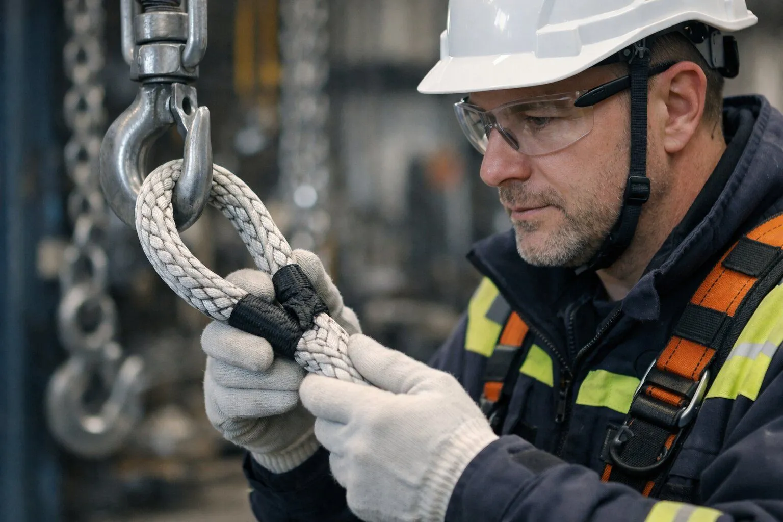 Проверка заплетенного синтетического троса перед эксплуатацией и рабочей нагрузкой