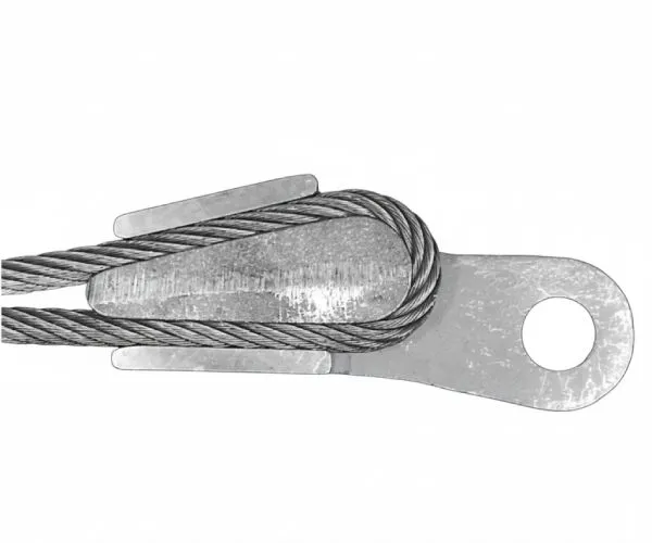 Пример монтажа клинового зажима на канате