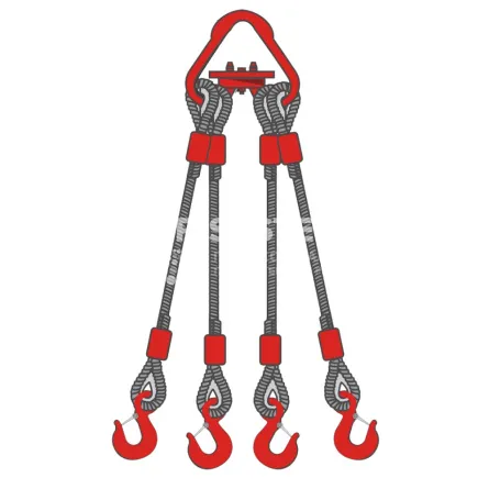 Строп канатный четырехветвевой 4СК 12,5 т, 3,5 м оцинкованный - основное фото