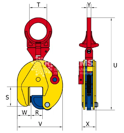 Захват вертикальный Terrier 4.5 TSEU г/п 4,5 т, лист 0-45 мм - дополнительное фото 1