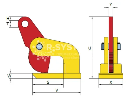 Захват горизонтальный Terrier 6 TDH (2 шт), г/п 6 т, лист 0-50 мм - дополнительное фото 1