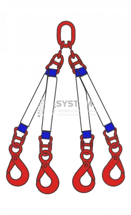 Строп текстильный четырехветвевой 4СТ 8 т, 7 м звено-крюк SK - основное фото