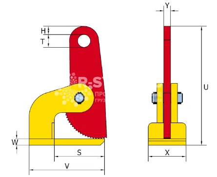 Захват горизонтальный Terrier 12 FHX (2 шт), г/п 12 т, лист 0-60 мм - дополнительное фото 1