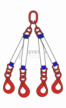 Строп текстильный четырехветвевой 4СТ 12,5 т, 8 м звено-крюк SK - основное фото